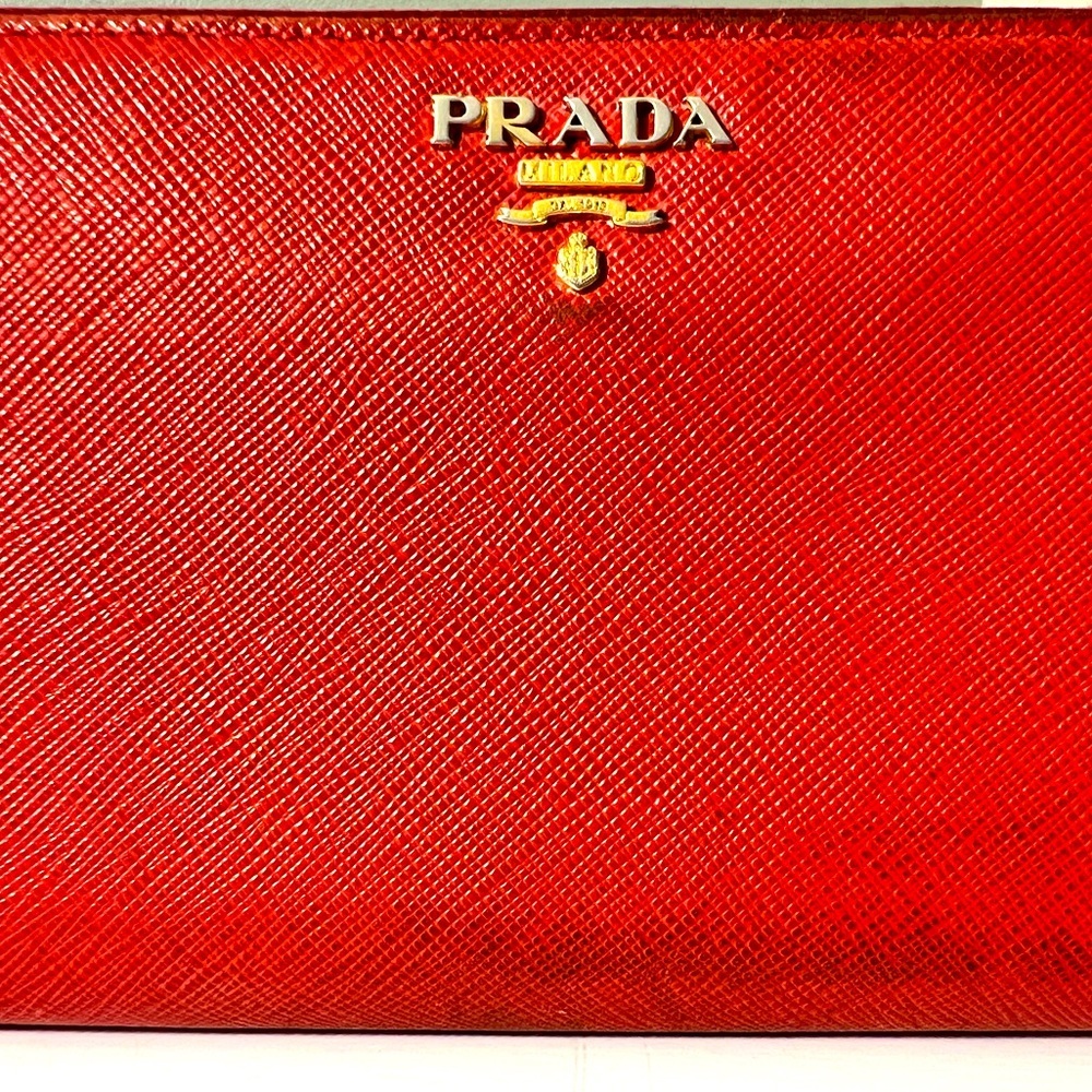 Prada Scarlet Saffiano Leather Wallet AS IS - Picture 2 of 10